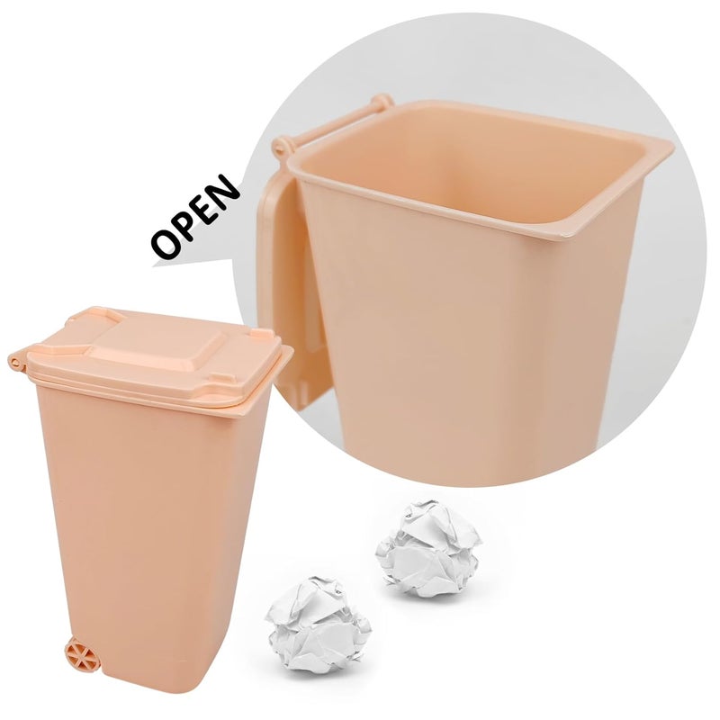 Mugtel Mini Trash Can with Lid Swing Top Small Trash Can Pen Holder for Car Bedroom Office Desktop 22 Fl Oz (4 Pcs Multi-Color-A) - Image 3